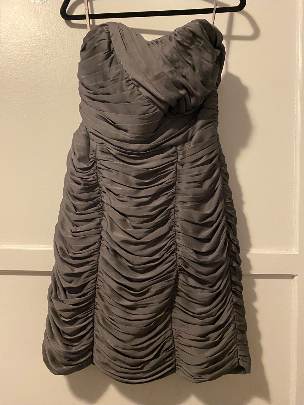 H&M Strapless Ruched Cocktail Dress in Gray - size 14